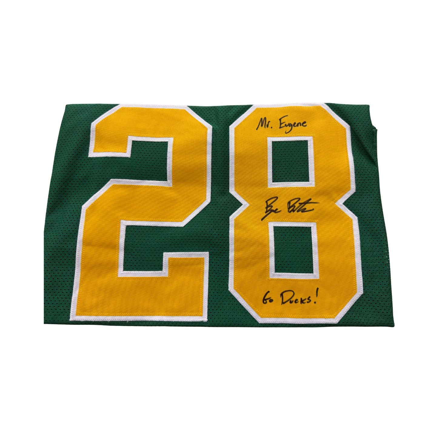 Bryce Boettcher Autographed "Mr. Eugene & Go Ducks!" Green Custom Jersey