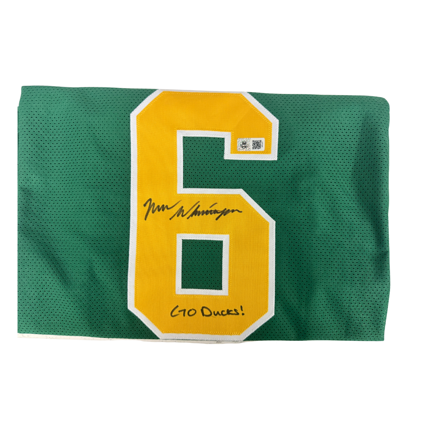 Noah Whittington Autographed "Go Ducks!" Green Custom Jersey