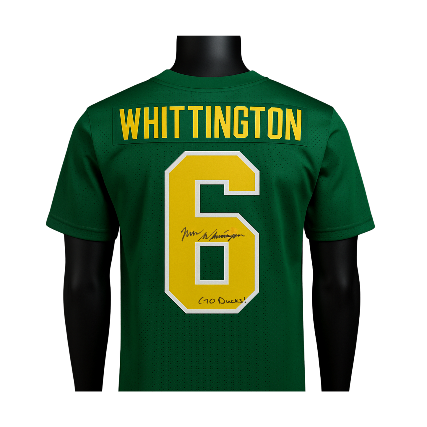 Noah Whittington Autographed "Go Ducks!" Green Custom Jersey