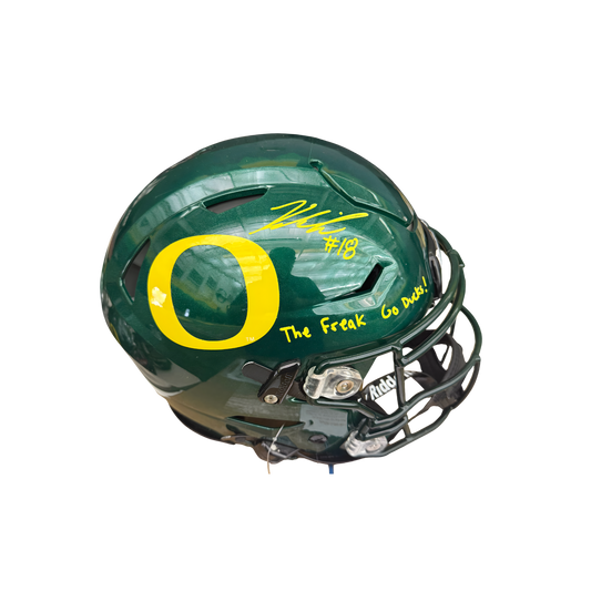 Kenyon Sadiq Autographed "The Freak & Go Ducks!" Dark Green Speed-Flex Authentic Football Helmet
