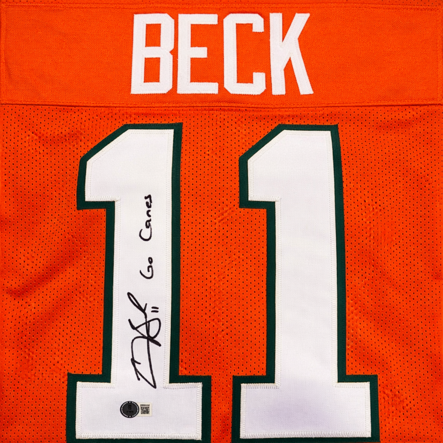 Carson Beck Autographed Go Canes Orange Custom Jersey