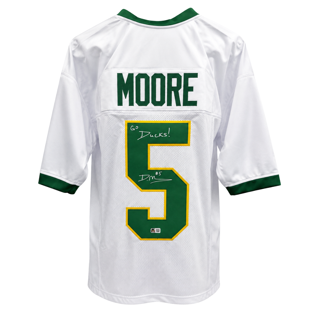 Dante Moore Autographed "Go Ducks!" White Custom Jersey