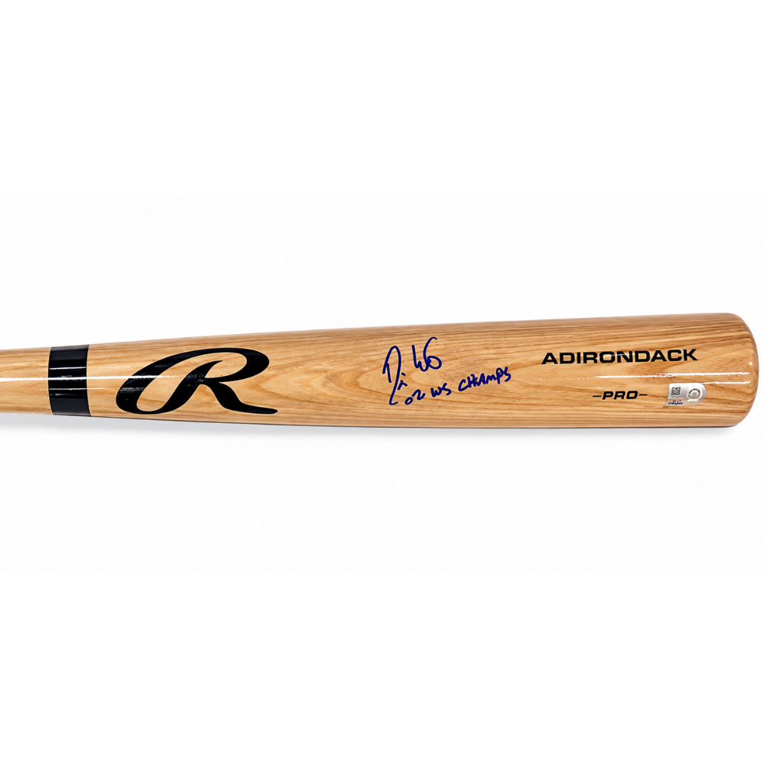 Darin Erstad Autographed "02 WS Champs!" Blonde Rawlings Bat