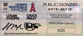 Logan O'Hoppe and Chuck Finley Public Signing Ticket