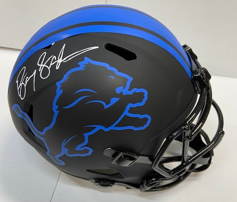 Barry Sanders Autographed Detroit Lions Black Replica Helmet