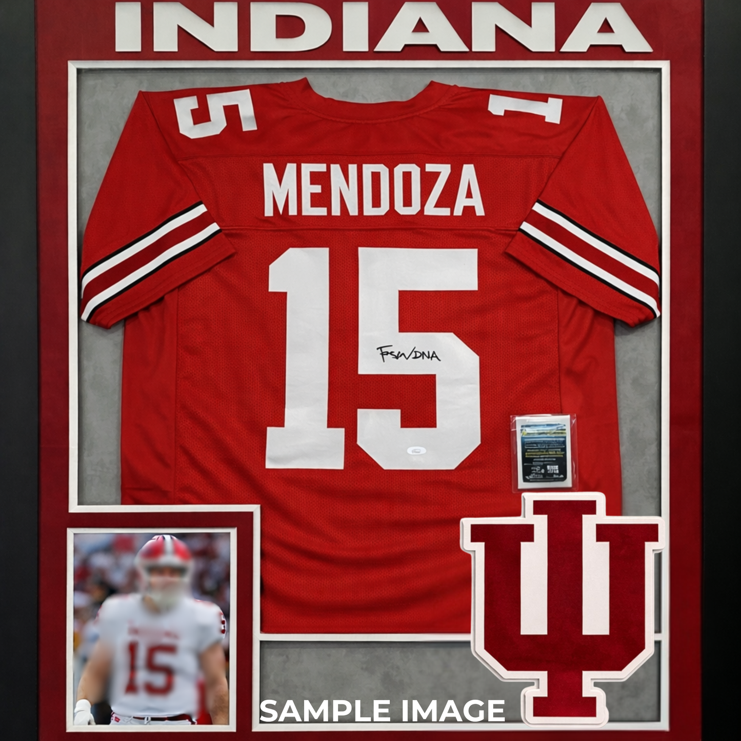 Framed Fernando Mendoza Autographed Red Custom Jersey