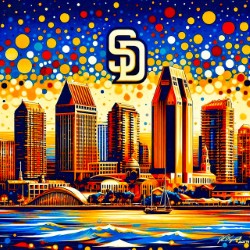 San Diego Padres 20x20 Framed Cityscape - #1 of 100