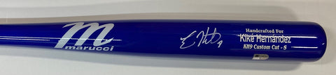 Kiké Hernandez Autographed Blue Game Model Bat