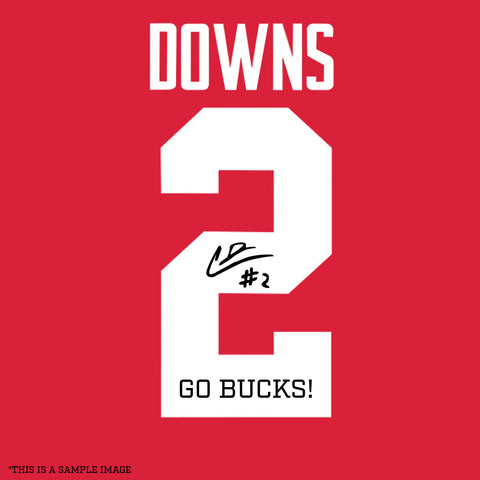 Caleb Downs Autographed "GO BUCKS" Red Ohio State Custom Jersey - (PRESALE)