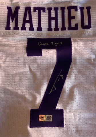 Tyrann Mathieu Autographed "Geaux Tigers" Custom White Louisiana Jersey