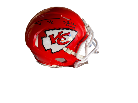 Tyrann Mathieu Autographed "SB LIV Champs" Chiefs Mini Football Helmet (Black Signature)