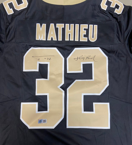 Tyrann Mathieu Autographed "Honey Badger" Saints Black Nike Limited Jersey