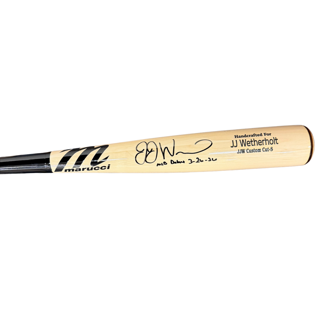 JJ Wetherholt Autographed "MLB Debut 3/26/26" Blonde Game Model Marucci Bat