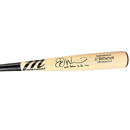 JJ Wetherholt Autographed "MLB Debut 3/26/26" Blonde Game Model Marucci Bat
