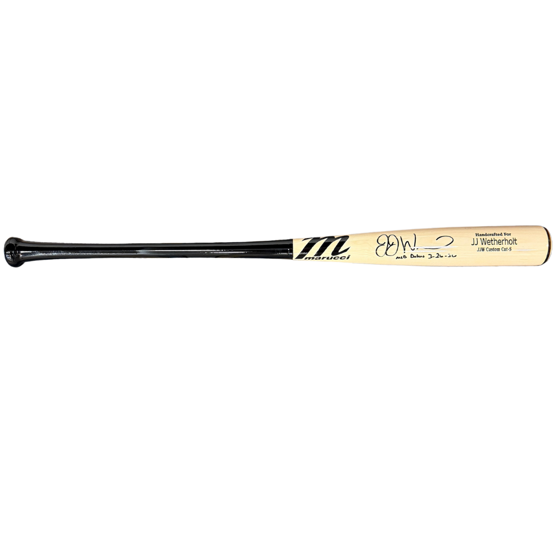 JJ Wetherholt Autographed "MLB Debut 3/26/26" Blonde Game Model Marucci Bat