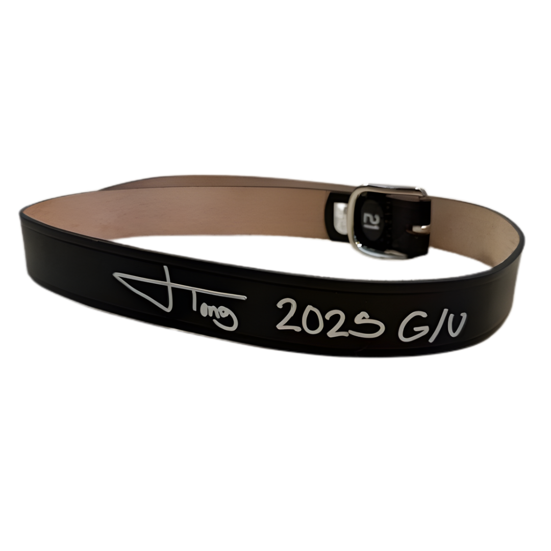Jonah Tong Autographed Game Used Black Leather Belt (Jonah Tong's Personal Collection)