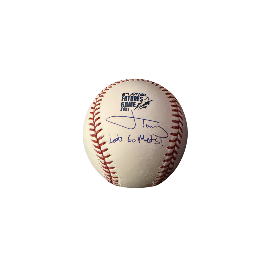 Jonah Tong Autographed "Lets Go Mets!" 2025 Futures Logo Baseball