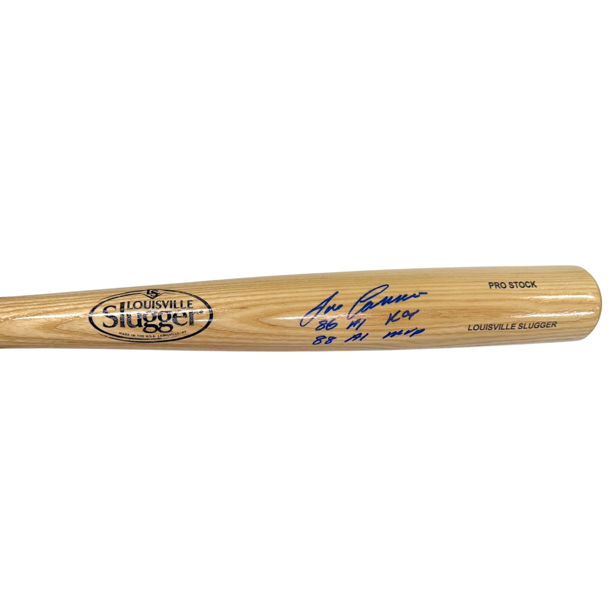 Jose Canseco Autographed "86 AL ROY / 88 AL MVP" Blonde Louisville Slugger Bat