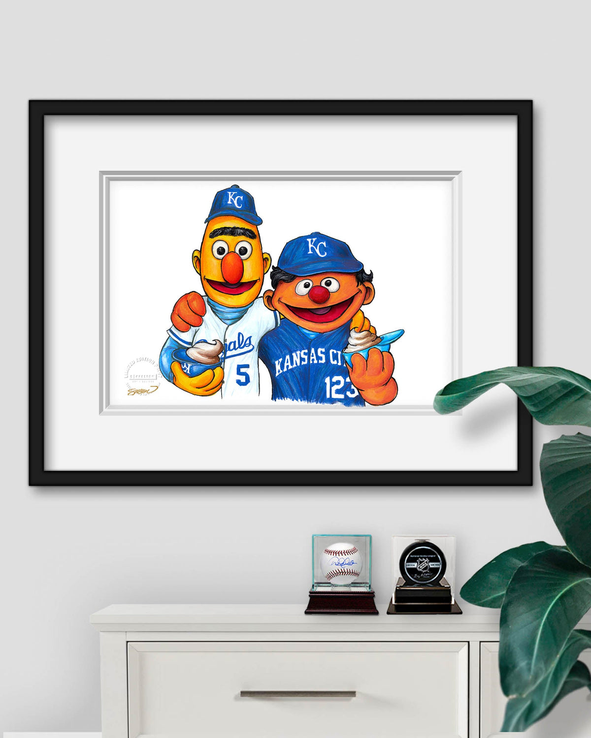 Bert and Ernie x MLB Royals Limited Edition Art Print