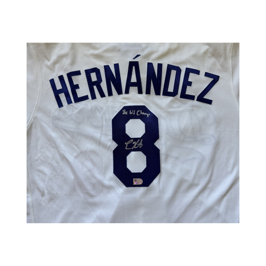 Kike Hernandez Autographed "3x WS Champ" White Los Angeles Dodgers Authentic Jersey