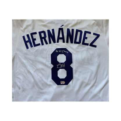 Kike Hernandez Autographed "3x WS Champ" White Los Angeles Dodgers Authentic Jersey