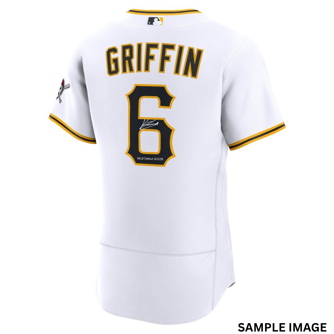 Konnor Griffin Autographed "MLB Debut 4/3/26" Pittsburgh Pirates White Authentic Jersey (PRESALE)