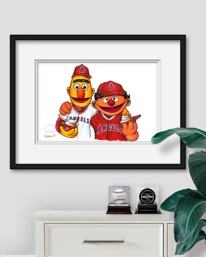 Bert and Ernie x MLB Angels Limited Edition Art Print