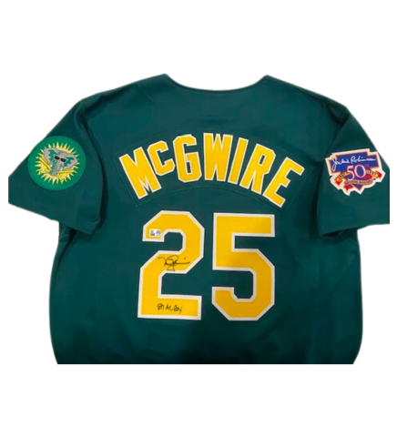 Mark McGwire Autographed "87 AL ROY" Athletics Mitchell & Ness Jersey