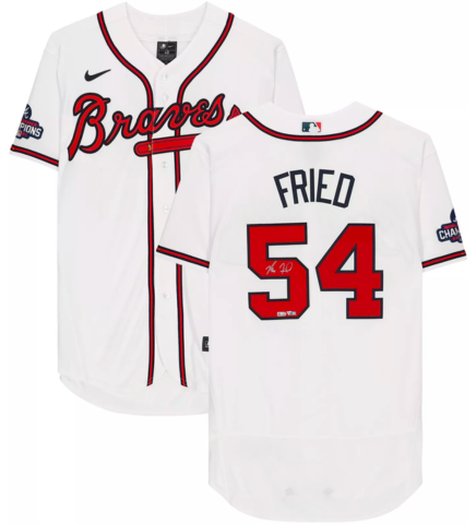 Max Fried Autographed Braves Nike Authentic Jersey w/ 2021 World Series Patch