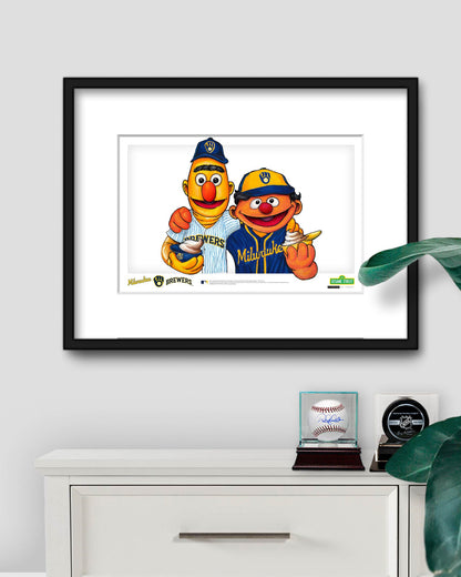 Bert and Ernie x MLB Brewers Limited Edition Art Print