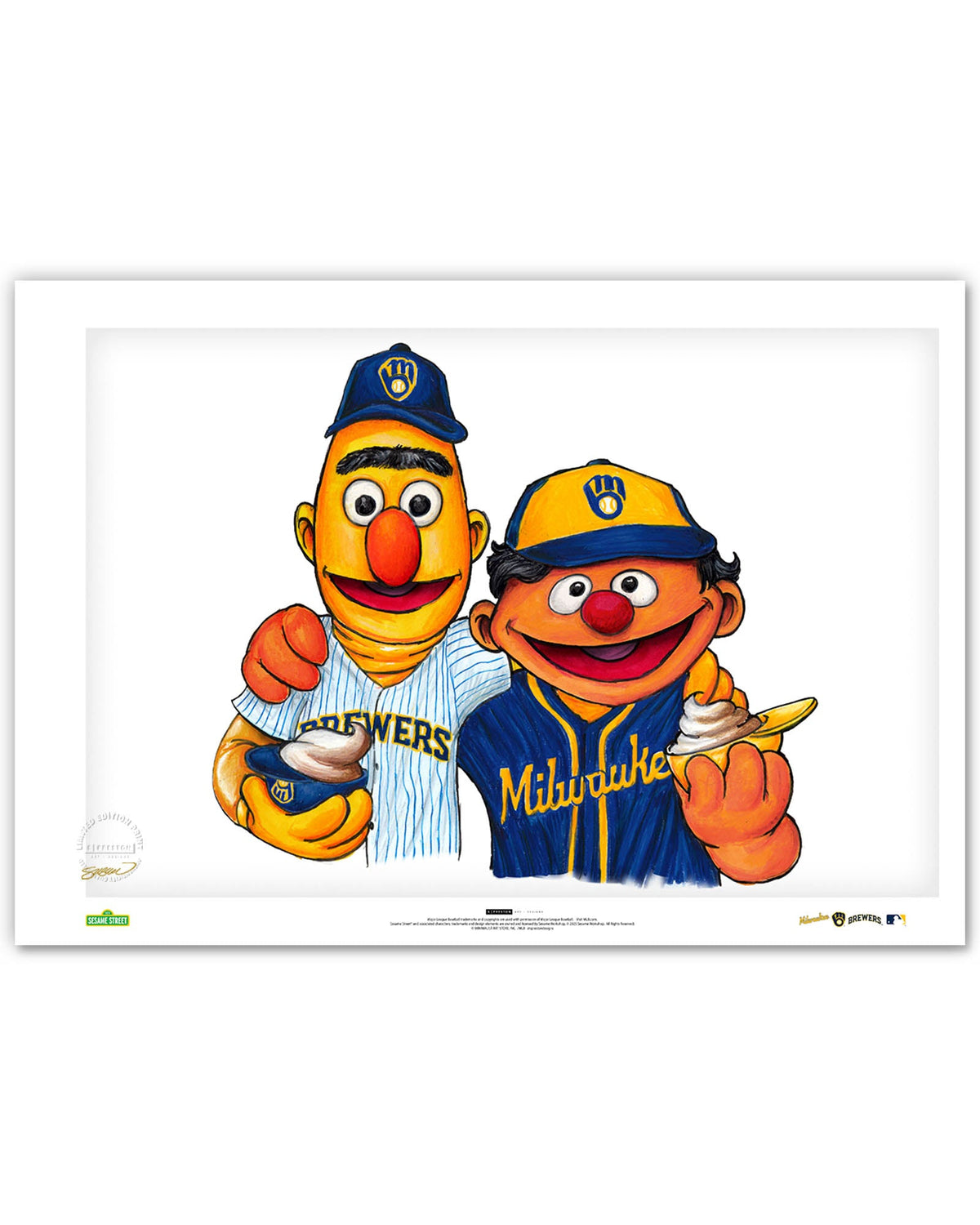 Bert and Ernie x MLB Brewers Limited Edition Art Print