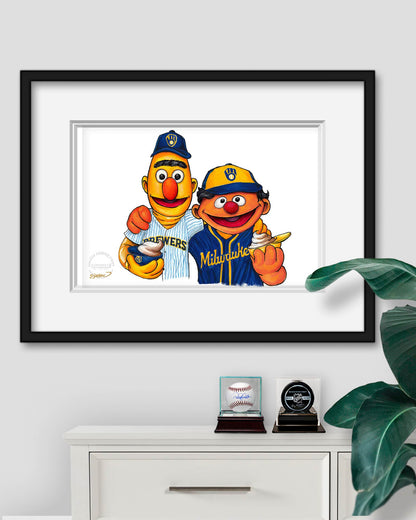 Bert and Ernie x MLB Brewers Limited Edition Art Print