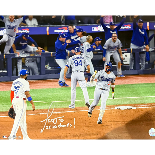 Miguel Rojas Autographed "25 WS CHAMPS" World Series Game 7 Homerun Celebration 16x20