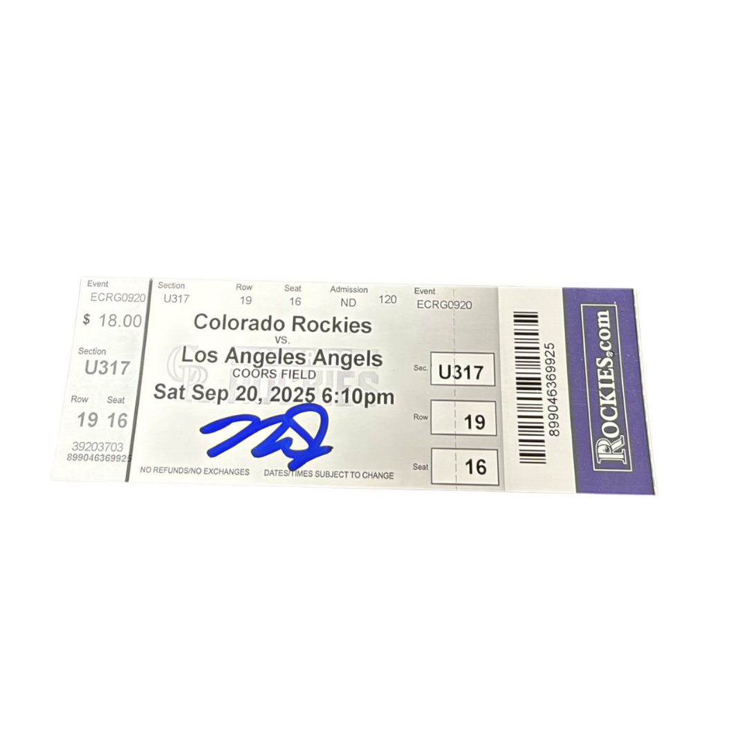 Mike Trout Autographed Colorado Rockies vs. Los Angeles Angels 10/20/2025 Ticket 