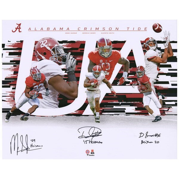 Derrick Henry, Mark Ingram & Devonta Smith Autographed "Heisman" Alabama Crimson Tide 20x24 Photo