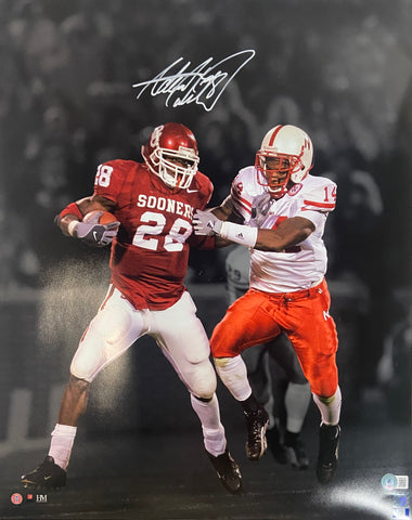 Adrian Peterson Autographed Oklahoma 16x20 - Rushing