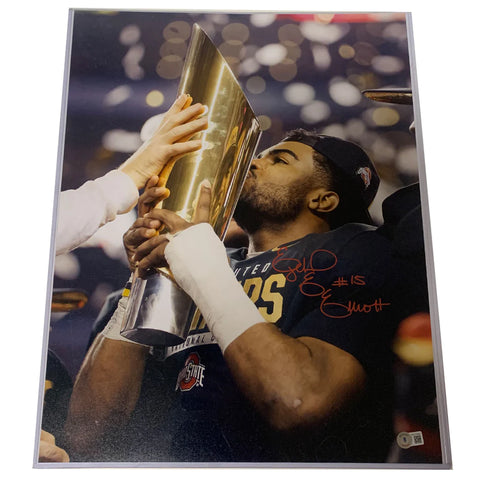 Ezekiel Elliott Autographed 16x20 - Ohio State Championship