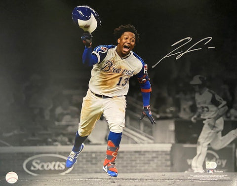 Ronald Acuna Jr. Autographed 16x20 - Rounding Bases Celebrating