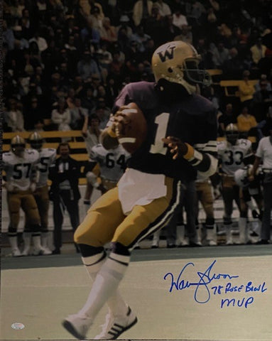 Warren Moon Autographed Washington Huskies "78 Rose Bowl MVP" 16x20