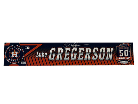 Luke Gregerson Autographed Game Used Locker Name Plate - Player's Closet Project