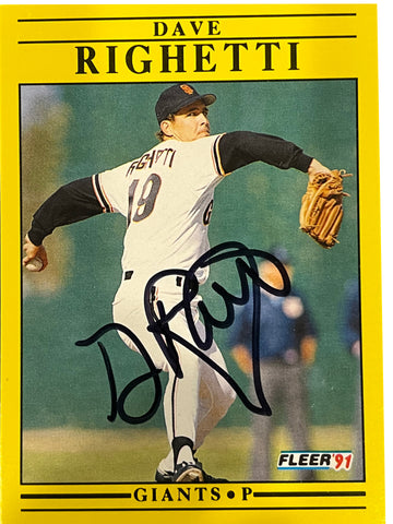 Dave Righetti 1991 Fleer Autographed Baseball Card - Player's Closet Project