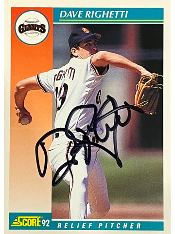 Dave Righetti 1992 Score Autographed Baseball Card - Player's Closet Project