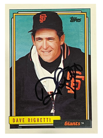 Dave Righetti 1992 Topps Autographed Baseball Card - Player's Closet Project