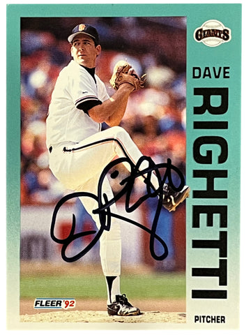 Dave Righetti 1992 Fleer Autographed Baseball Card - Player's Closet Project