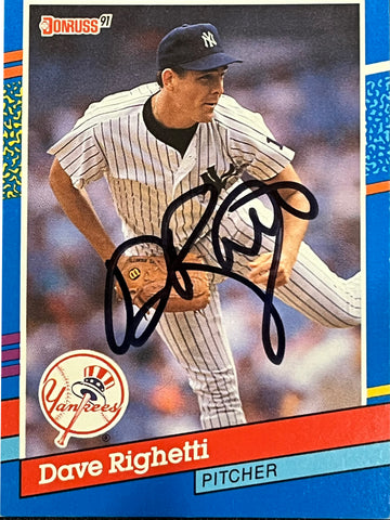 Dave Righetti 1991 Donruss Autographed Baseball Card - Player's Closet Project
