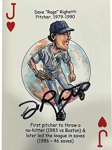 Dave "Rags" Righetti Autographed Playing Card - Jack of Hearts - Player's Closet Project