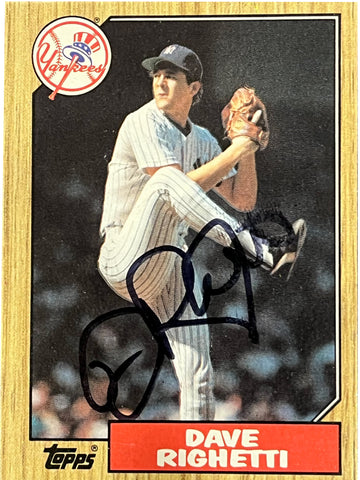 Dave Righetti 1987 Topps Autographed Baseball Card - Player's Closet Project