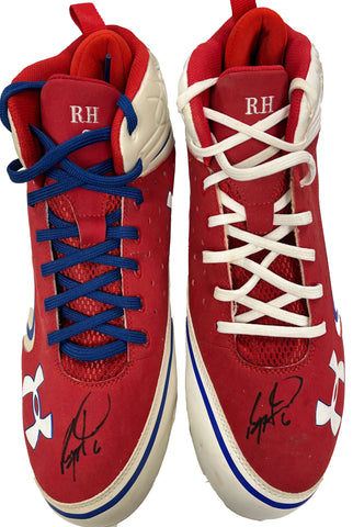 Ryan Howard Autographed Used Under Armor Red/Wht Cleats - Player's Closet Project
