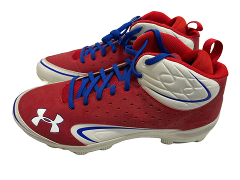 Ryan Howard Autographed Used Under Armor Red/Wht Cleats - Player's Closet Project