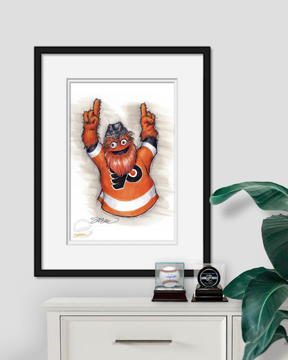 Gritty - Philadelphia Flyers Mascot Ink Sketch Print